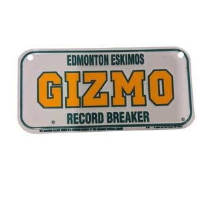 Edmonton Eskimos Gizmo Williams Record Breaker CFL License Plate Memorabilia